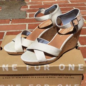 Beautiful new Tom wedges-Never worn! Size 7